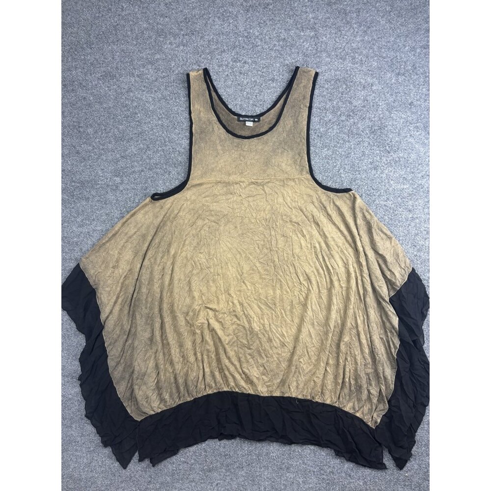 Surrealist Dress Womens‎ One Size Suede Ruffle Hem Scoop Neck Cold Shoulder
